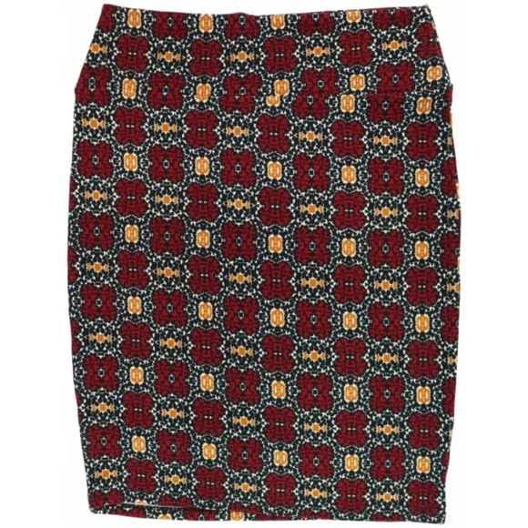 LuLaRoe Cassie Red Pattern Pencil Skirt - Picture 1 of 3